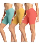 wirarpa Anti Chafing Shorts Women Cotton Cycling Shorts Ladies Chub Rub Boxer Shorts Leggings for Under Dress Skirt 3 Pack Orange Yellow Green Size M