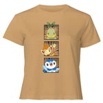 Pokemon Generation 4 Starters Women's Cropped T-Shirt - Tan - XL