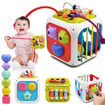 Jouet Bebe 1 2 An, 7 in 1 Montessori Sensoriel Jouets pour Bebe 6 9 12 18 Mois Naissance Fille Garcon, Cadeau Educatif Motricité Cube d'activité Jeux pour Enfants 1 2 Ans Anniversaire Noël Cadeau