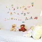 Ambiance Sticker Autocollant Muraux Décoration Adhésifs Alphabet et Animaux Sticker Murale pour Bébé, Chambre d'enfant et Salon - H50 x L70 cm