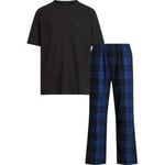 Calvin Klein Pure Flannel Short Sleeve Pyjamas Svart/Blå bomull Medium Dam