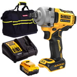 DEWALT DCF891N 18V XR Brushless 1/2" Impact Wrench 1 x 5.0Ah Battery Charger Bag