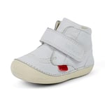 Kickers Baby Unisex Softer Hi Boots | Soft Sole | Easy Fasten | Comfortable | Cushioned, White, 1 UK Child