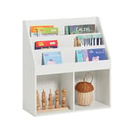 SoBuy Bibliothèque Enfant, Étagère à Livres, Rangement Livre, Coffre à Jouets pour Enfants, Porte-revues avec 3 Compartiments et 2 Cubes Ouverts, L73xP30xH80 cm, Blanc, KMB01-W