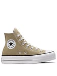 Converse Womens Lift Seasonal Color High Tops Trainers - Khaki, Khaki, Size 4, Women