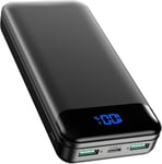 Enerwow Batterie Externe, 27000mAh Power Bank PD 30W Charge Rapide Portable Chargeur, USB C(Entrée&Sortie) Powerbank Compatible avec iPhone 16 15 14 13 Pro Max, Samsung, Tablettes, Etc.