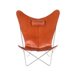 OX Denmarq KS Chair -lepakkotuoli Nahka hazelnut, ruostumattomasta teräksestä valmistettu jalusta