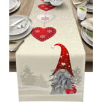 Christmas Snowflakes Gnome Linne Bordslöpare Dresser Scarves Bordsdekor 01 150x33cm 59x13inch