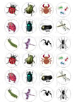 24 BUGS INSECTS  CUPCAKE TOPPER ICED  ICING EDIBLE FAIRY CAKE BUN TOPPERS