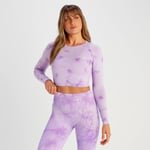 MP Women's Shape Seamless Long Sleeve Crop T-Shirt - Purple Tie Dye - S