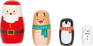 small foot Poupées Russes Noël en Bois, adorables matriochkas, 4 pièces, Jeu d'empilage pour Enfants à partir de 3 Ans, 12682