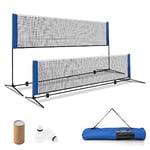 Filet de Badminton avec Support, réglable en Hauteur avec 2 Volants et Sac de Transport, Support Portable pour l'extérieur pour Badminton, Tennis, Volleyball (420 cm)