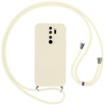 Vauki Coque pour Xiaomi Redmi Note 8 Pro avec Cordon, Etui avec Collier - Tour de Cou Lanière en Corde - Silicone Housse avec Réglable Chaine pour Redmi Note 8 Pro, Bandouliere - Blanc