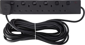 PRO ELEC PELB1727 6 Way Extension Lead with Individual Switches, 10m Black