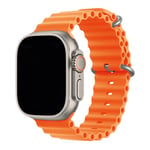 FRIENDLY LICENSE - Bracelet compatible avec Apple Watch 42-44-45 mm - Style Ocean - Fabriqué en silicone résistant - Couleur orange - Fermeture à boucle - Bracelet Apple Watch