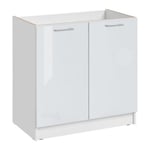 Cuisineandcie - Meuble sous-évier Eco Blanc Brillant 2 portes L 80 cm