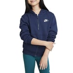 NIKE FD3004-410 K NSW CLUB FLC HD FZ LS LBR Sweatshirt Unisex MIDNIGHT NAVY/WHITE Size XS