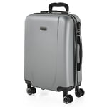 ITACA - Rigid Suitcase Medium Size - ABS Medium Suitcase 65cm Hard Shell Suitcase - Lightweight 20kg Suitcase with TSA Combination Lock - Lightweight and Resistant Travel Medium Size Suitcase, Silver