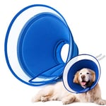 YUNXANIW Dog & Cat Recovery Collars, Soft Elizabethan Cone Collars for SurgeryBreathable Mesh Recovery Collar, Soft Adjustablet Dog Cones and Cat Cones for After Surge (M, BLUE)