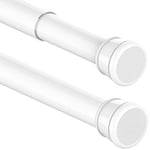 1 Tringle à rideaux télescopique sans perçage pour salle de bain, fenêtre, penderie, 73-145 cm, blanc (diamètre 25 mm)