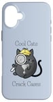 iPhone 16 Plus Cool Cats Crack Cases - Cat Detective - Fun Cat Cozy Mystery Case