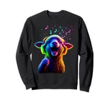 Retro Musical Lamb Rainbow Singing Bright Headphones Music Sweatshirt