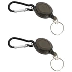 Tlily - Lot 2 Porte Badge Enrouleur Cle Retractable Mousqueton Clip Ceinture Carte id Card Holder-Noir