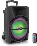 Pyle Enceinte Bluetooth Portable sans Fil- Son stéréo DJ intérieur/extérieur de 1200 W avec Bluetooth, USB, MP3, entrée AUX 3,5 mm, lumières de fête Clignotantes et Radio FM