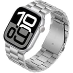 Tasikar Bracelet en métal compatible avec Apple Watch 46mm (série 10) 45mm 44mm 42mm Bracelet en acier inoxydable compatible avec Apple Watch SE Series 10 9 8 7 6 5 4 3, Argent