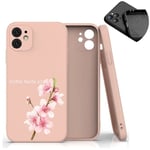 Coque rose Iphone 12 MINI fleur cerisier personnalisee