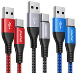 Câble USB C Charge Rapide [2M/Lot de 3],3A Câble USB vers USB Type C Nylon Tressé Cordon Chargeur pour Samsung Galaxy S23 S22 S21 Ultra S21 S20+ S10E S10 S9 S8 Note 20 10, A20E A70 A50 M31,LG G8 G7