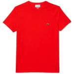 T-shirt Lacoste  T-SHIRT  A COL ROND EN COTON PIMA UNI ORANGE