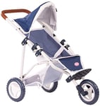 Götz 3081 Gotz 3403081 3-Wheel Pram/Buggy Denim Dots Accessorie Baby Standing Dolls Up to 50 cm-Suitable Agegroup 3+, Multi-Coloured