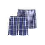 Jockey 2P Woven Boxer Shorts 3XL-6XL Marine Rutete bomull 4XL Herre