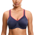 SYROKAN Femme Soutien-Gorge de Sport à Armature Grand Maintien Dos Nageur Bleu Encre 105C