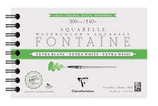 Clairefontaine 976089C Album Spiralé Fontaine Extra Blanc Grain Torchon 12x18cm 300g - 12 Feuilles Papier Aquarelle Extra Blanc 100% Coton - Qualité Professionnelle