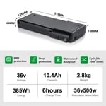 36V10.4Ah E-Bike Batterie de Vélo Electrique (sans Chargeur) Phylion PortaPower