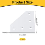 4Pcs Corner Bracket Plate, 60mmx60mm L-Shape Joint Plates 4mm Thick, White