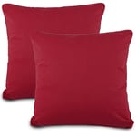 aqua-textil Classic Line Housse de Coussin Lot de 2 Fermeture Éclair Coton 50 x 50 cm Bordeaux