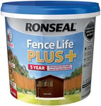 5L Dark Oak Fence Life Plus Paint - 5 Year UV Protection, Easy Apply, All Weathe