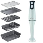 MasterClass Smart Space Stacking Non-Stick Bakeware Set, 7 Piece Baking Trays, Gift Boxed & Russell Hobbs Food Collection Electric Hand Blender, 2 Speeds and Pulse Technology