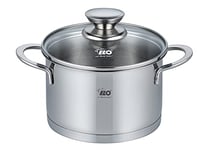 ELO 72547 Casserole à viande avec couvercle en verre série Galant Induction Acier inoxydable brillant avec échelle de litres et système de dosage d'huile 16 cm