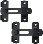 Verrou de Porte Coulissante Serrure de Porte Loquet à Bascule Boulon de Verrouillage de Boucle avec Vis pour Porte,Fenêtre,Placard et Jardin,Noir Mat en Acier Inoxydable,2 Pcs,EMS9001B-2P(Q173)