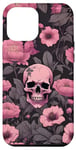 Coque pour iPhone 15 Pro Max Étui de téléphone gothique fleurs crâne roses et fond gothique