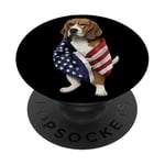 Beagle Dog Patriot Wrap dans le drapeau des USA American Spirit PopSockets PopGrip Adhésif