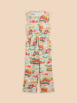 White Stuff Kids' Tie Dye Print Jumpsuit, Pink/Multi