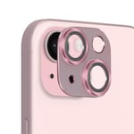 Verre Trempé Caméra pour iPhone 15 et 15 Plus Cadre Alliage Aluminium Enkay Rose