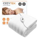 Cozytek Single Electric Blanket 135 x 65cm, Soft Polyester Electric Blanket Fitted Underblanket Mattress Cover, 3x Heat Settings, 1x Controller and Machine Washable Heated Blanket