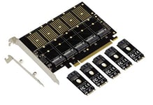 KALEA-INFORMATIQUE Carte contrôleur PCIe 3.1 x16pour 5 SSD M2 (M.2 NGFF B Key ou B+M Key SATA) ou disques durs SATA. High Low Profile avec Chipset JMB585