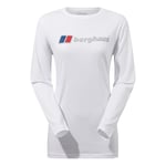 Berghaus Women's Boyfriend Big Classic Logo Long Sleeve Tee T-Shirt, White, 12